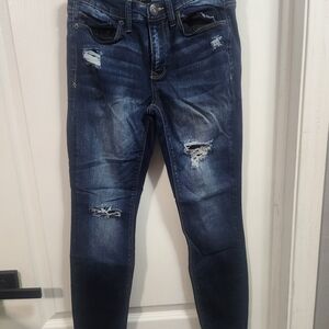 Mudd Women's Distressed Dark Blue Skinny Jeans